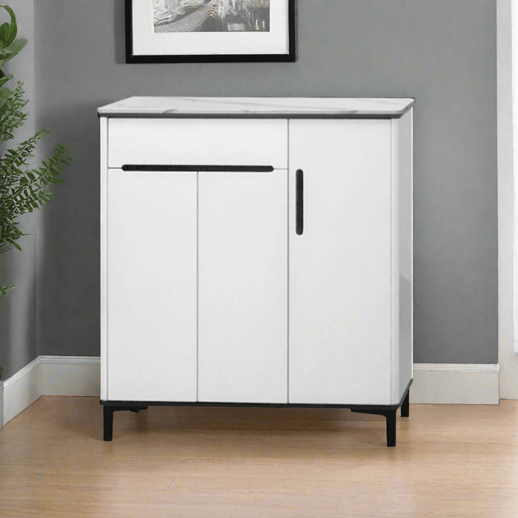 Dalf 3 Door White Shoe Cabinet (90cm)