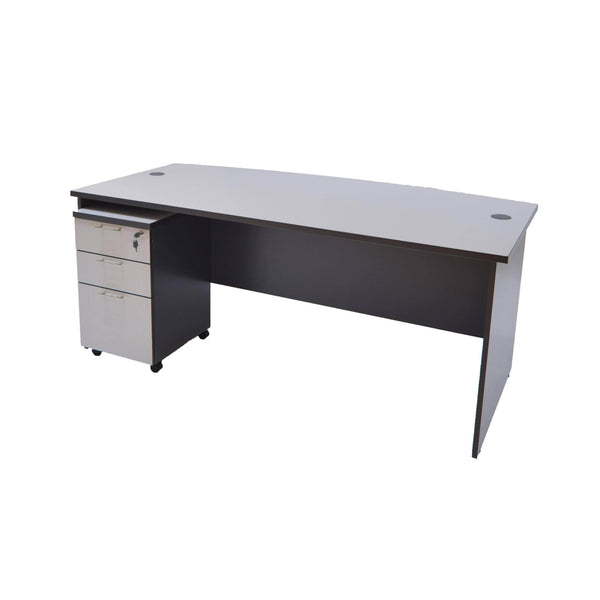Megafurniture | Danica Curved Study Table (180cm) with Mobile Pedestal | Study Table
