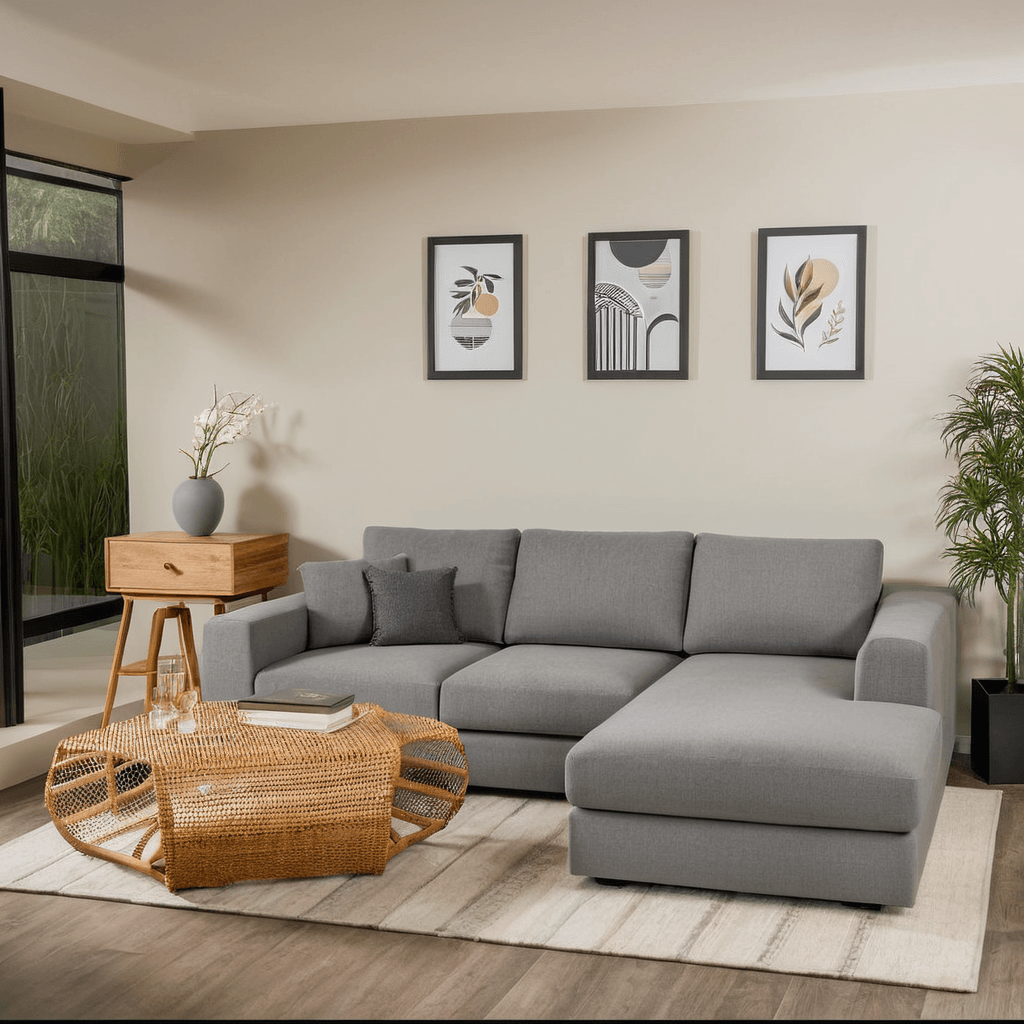 Deryk Fabric L-Shaped Sofa (Water Repellent)