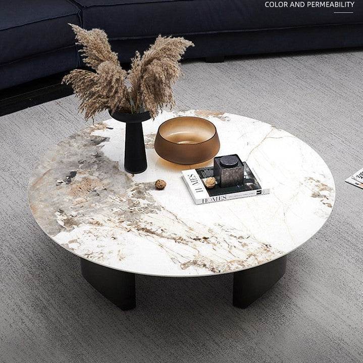Megafurniture | Despina Glossy Sintered Stone Round Coffee Table | Coffee Table