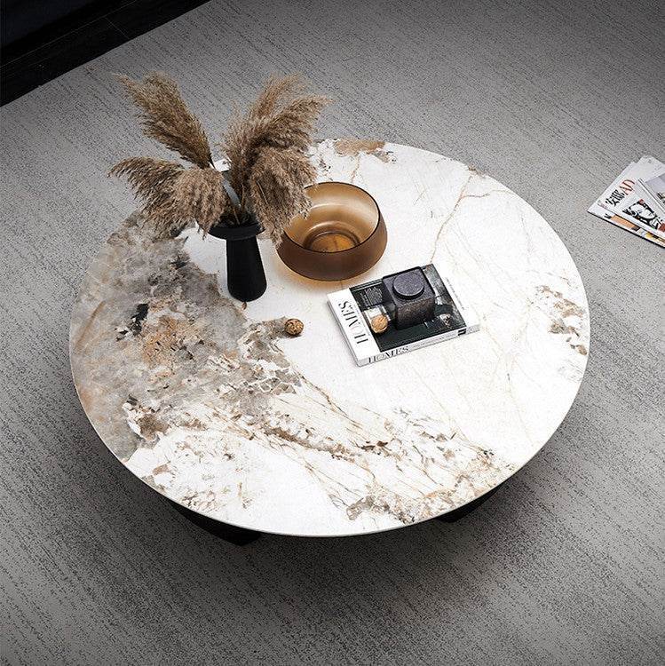 Megafurniture | Despina Glossy Sintered Stone Round Coffee Table | Coffee Table