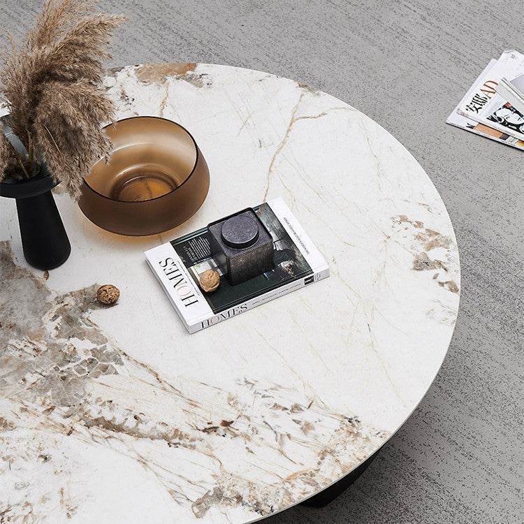 Megafurniture | Despina Glossy Sintered Stone Round Coffee Table | Coffee Table