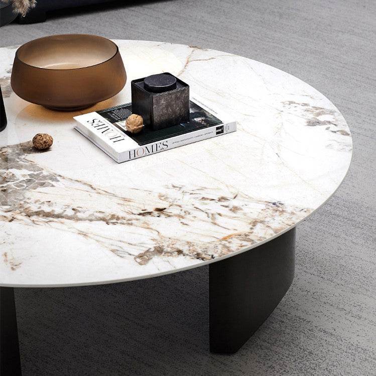 Megafurniture | Despina Glossy Sintered Stone Round Coffee Table | Coffee Table