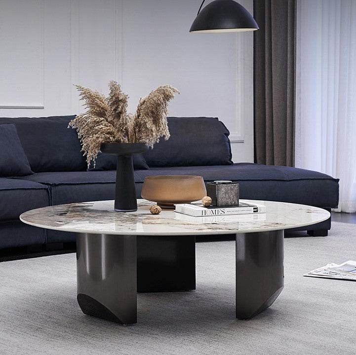 Megafurniture | Despina Glossy Sintered Stone Round Coffee Table | Coffee Table
