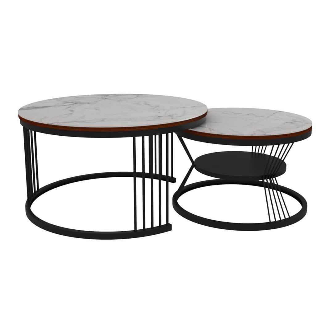Megafurniture | Elias Glossy Sintered Stone Round Nesting Coffee Table | Coffee Table