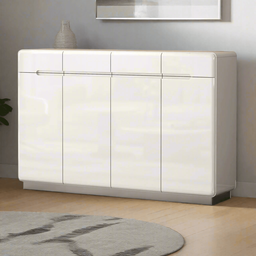 Megafurniture | Estrella 4 Door White Shoe Cabinet (140cm) | Shoe Cabinet