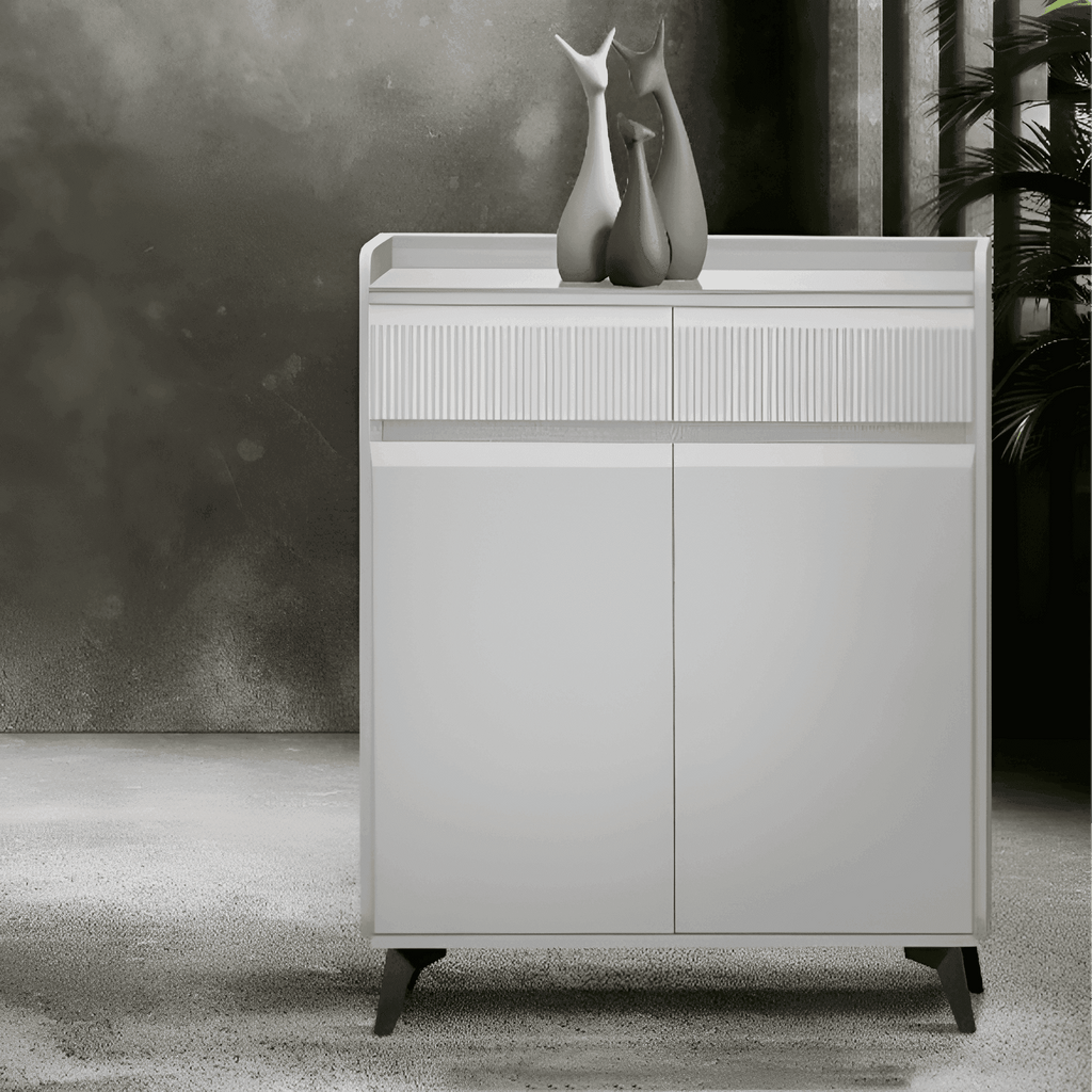 Megafurniture | Evania 2 Door Shoe Cabinet with Sintered Stone Top | Shoe Cabinet