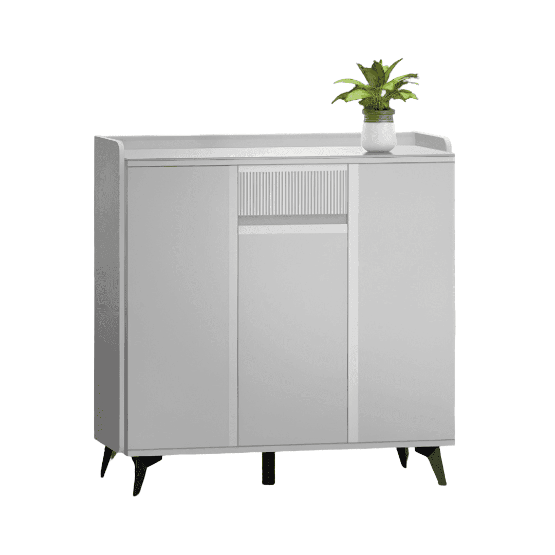 Megafurniture | Evania 3 Door Shoe Cabinet with Sintered Stone Top | Shoe Cabinet