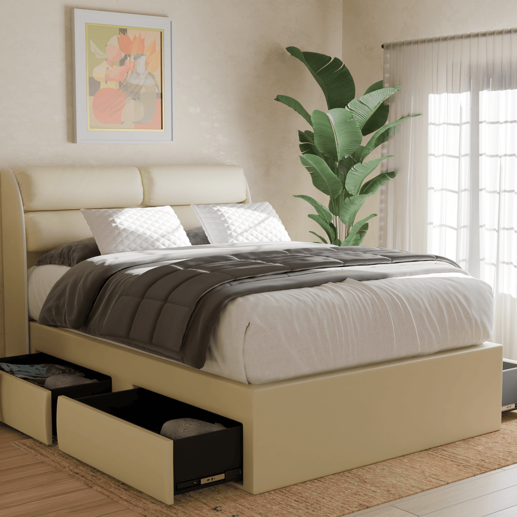 Fobbee Faux Leather Drawer Bed