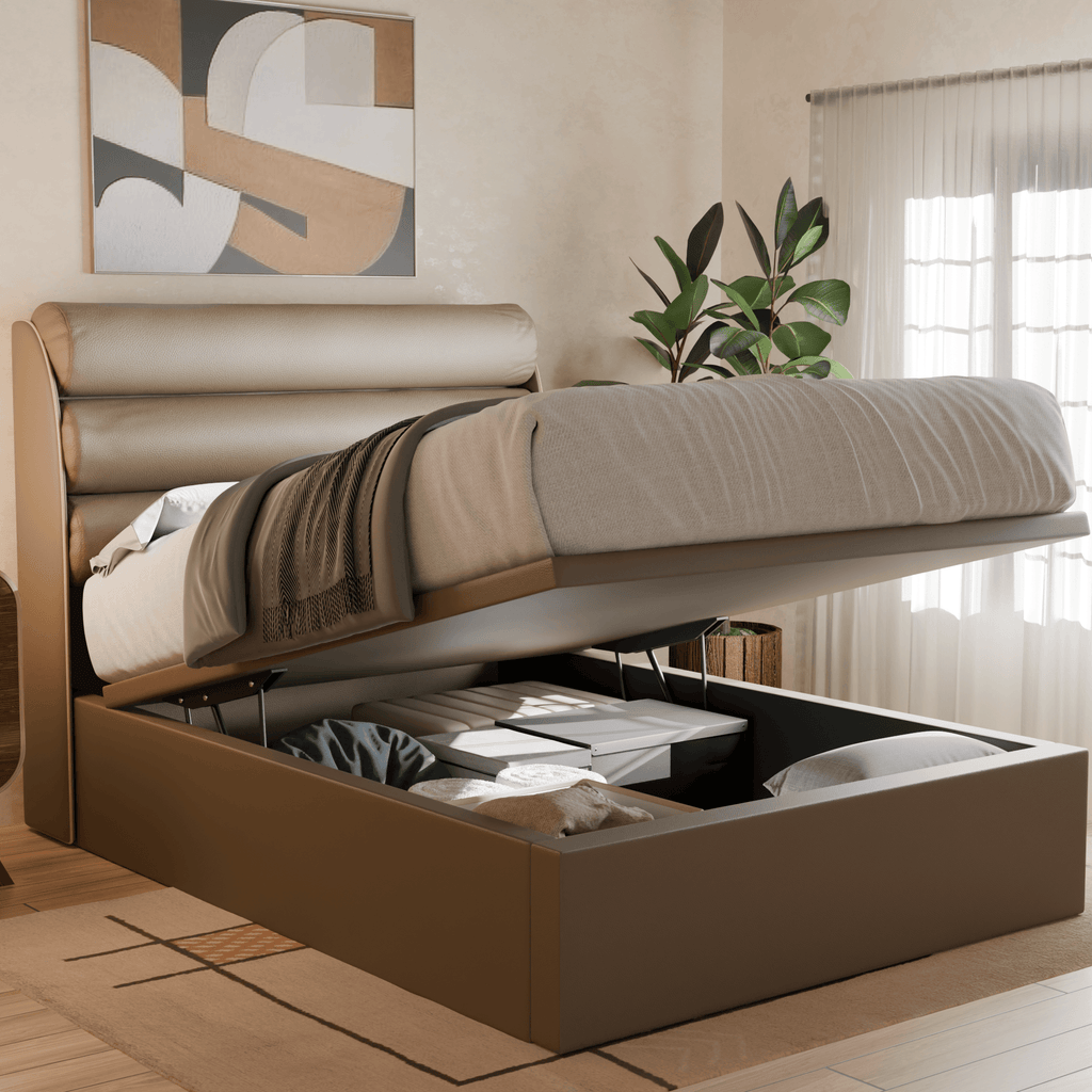 Gobbee Faux Leather Storage Bed