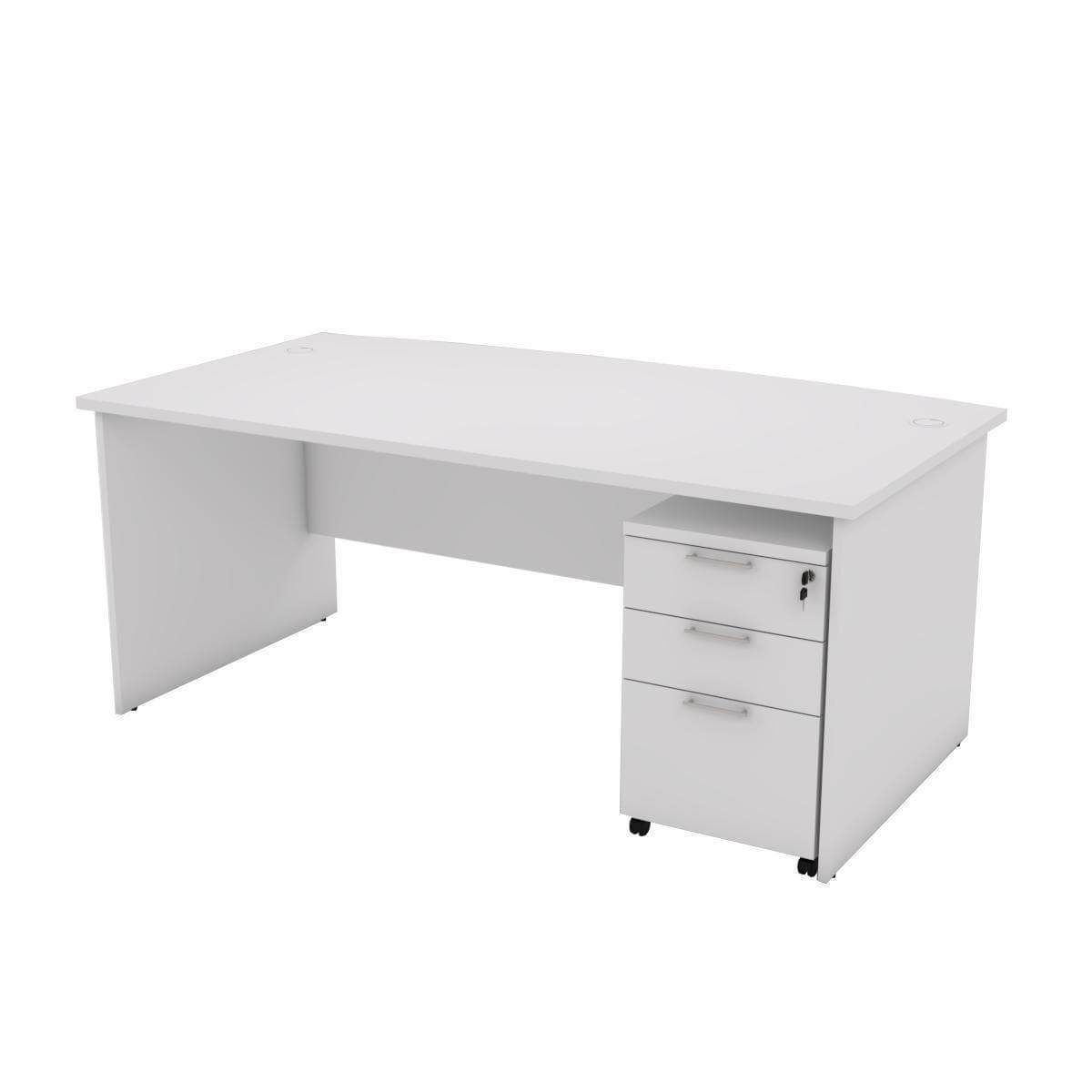 Megafurniture | Guinevere Curved Study Table (180cm) with Mobile Pedestal | Study Table