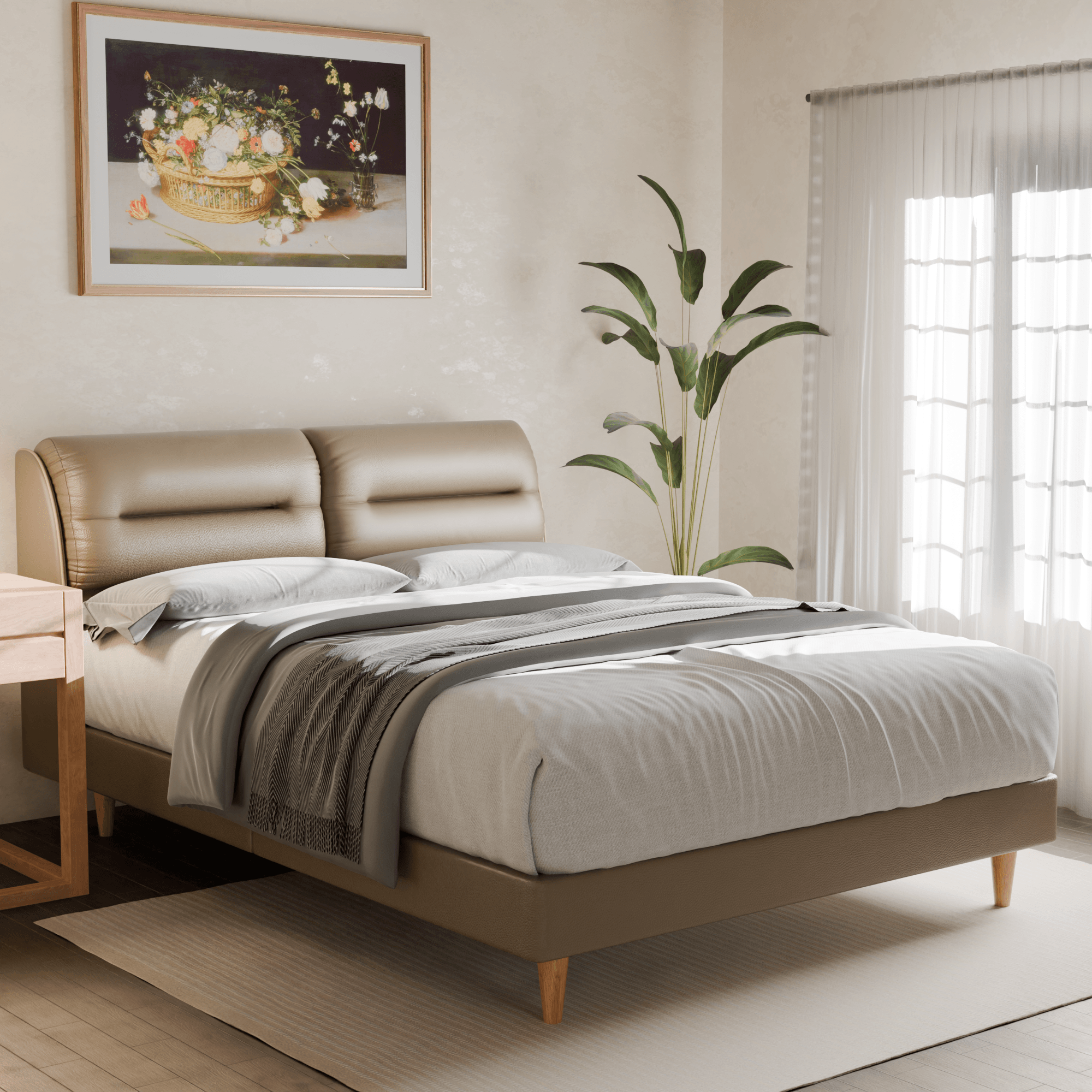 Megafurniture | Hanubee Faux Leather Bed Frame | Bed