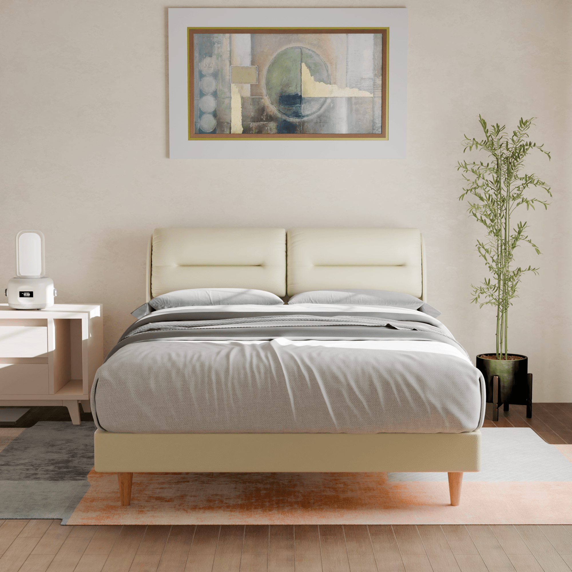 Megafurniture | Hanubee Faux Leather Bed Frame | Bed