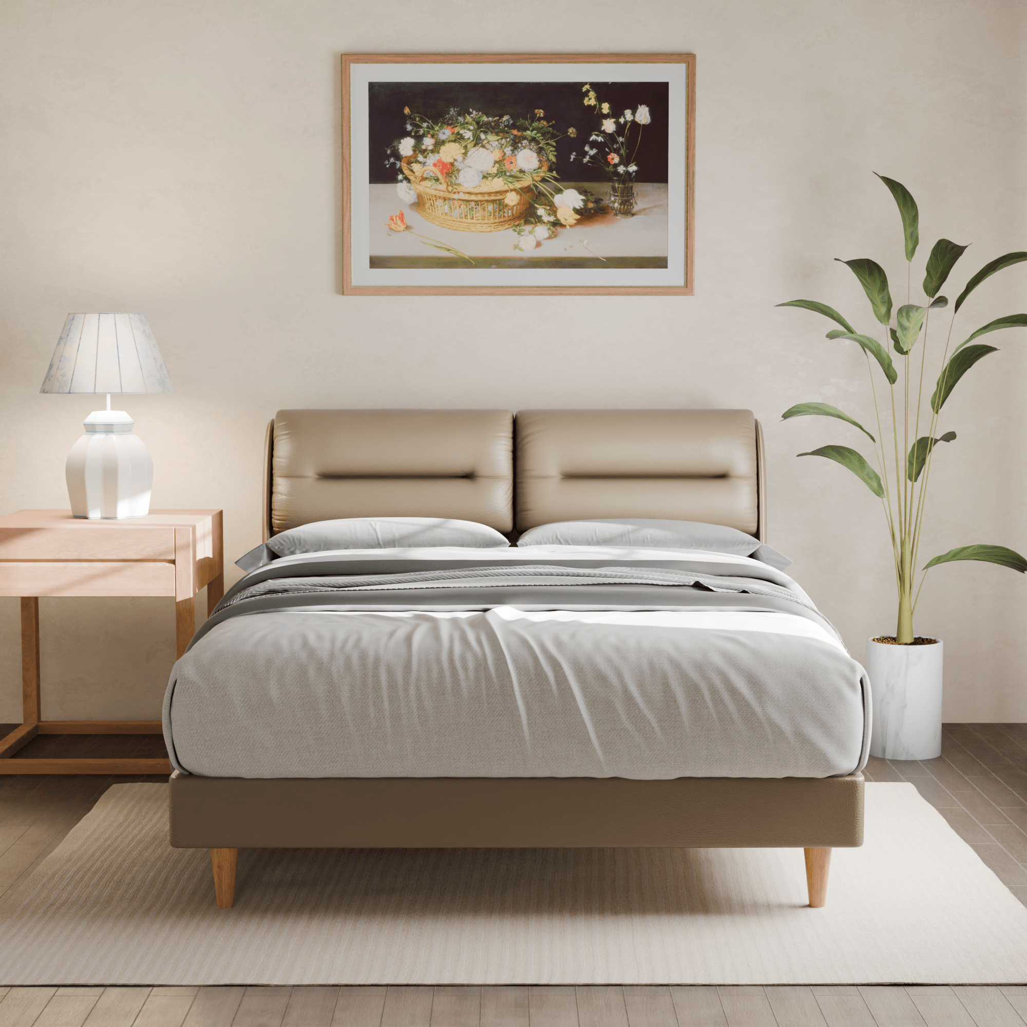 Megafurniture | Hanubee Faux Leather Bed Frame | Bed