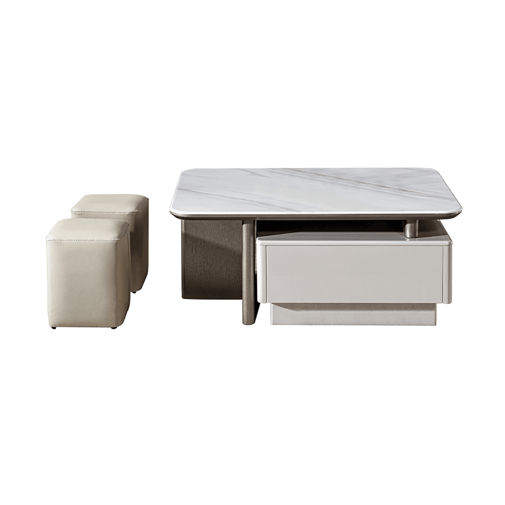 Megafurniture | Herlia Extendable Square Coffee Table with 2 Stools | Coffee Table