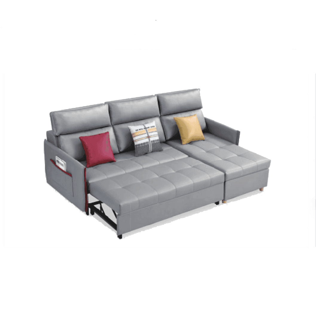 Janice L-Shaped Leathaire Storage Sofa Bed