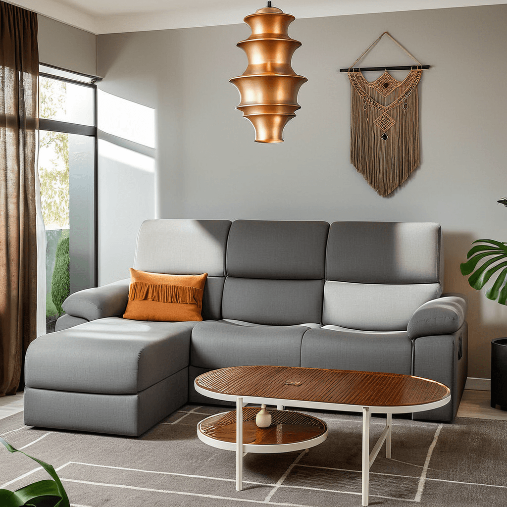 Kalmer Fabric Recliner L-Shaped Sofa