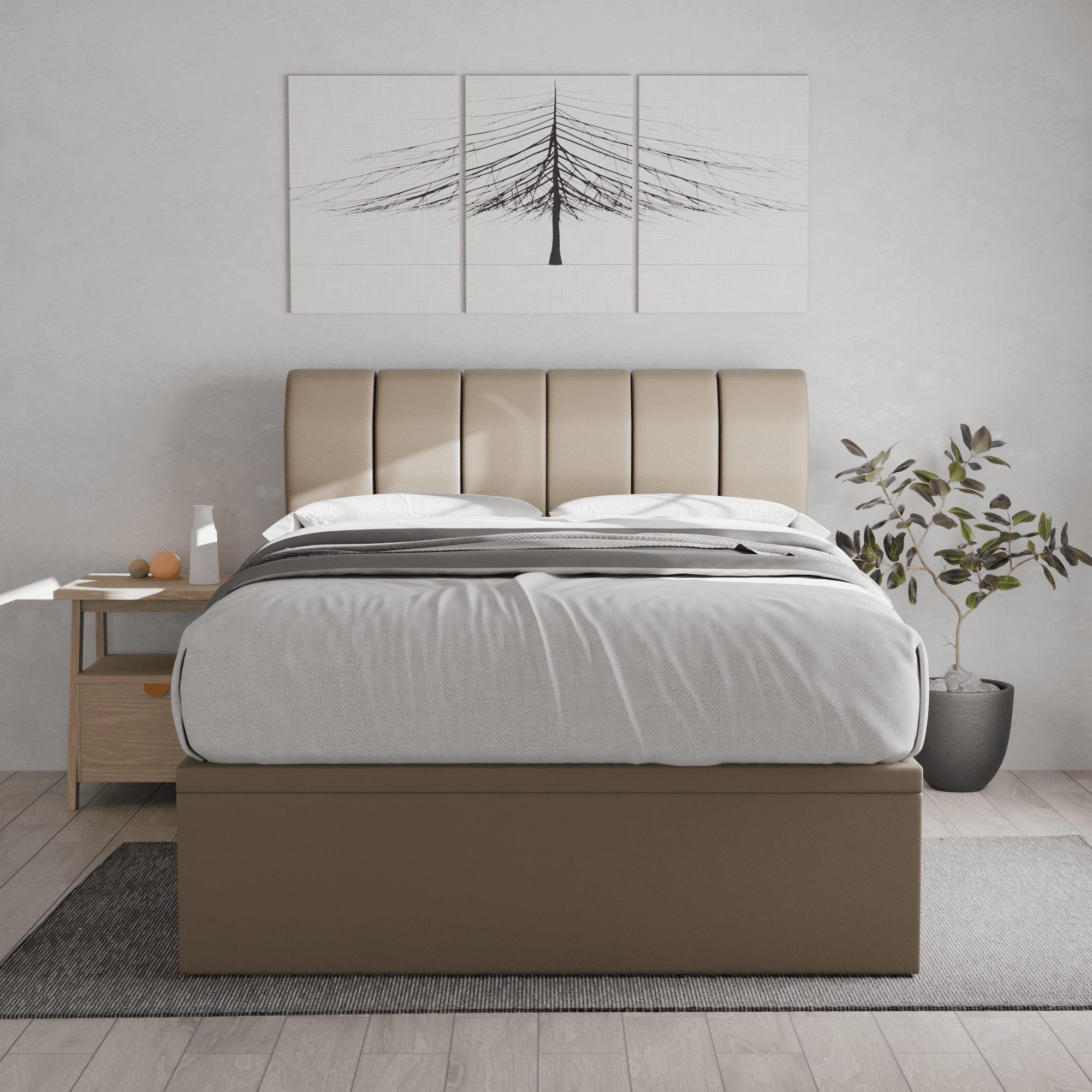 Kazura Faux Leather Storage Bed