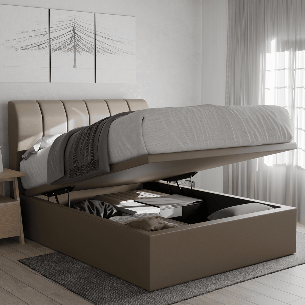 Kazura Faux Leather Storage Bed