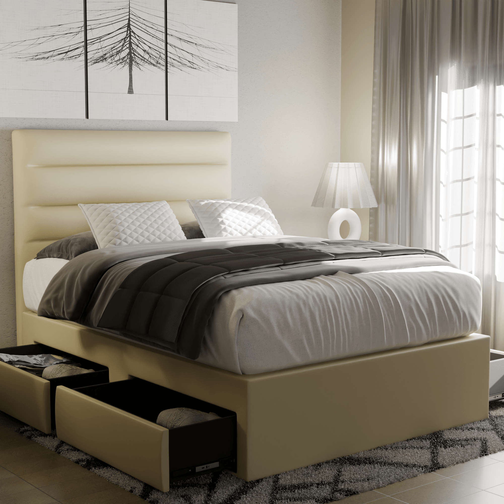Megafurniture | Keenan Faux Leather Drawer Bed | Drawer Bed