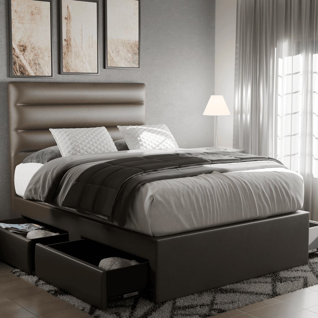 Megafurniture | Keenan Faux Leather Drawer Bed | Drawer Bed