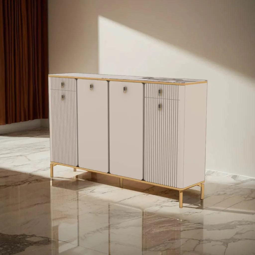 Megafurniture | Koda II 4 Door Shoe Cabinet with Sintered Stone Top (160cm) | Shoe Cabinet