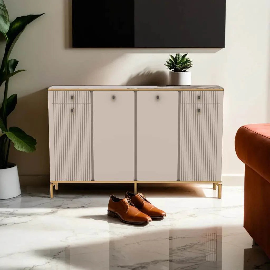 Megafurniture | Koda II 4 Door Shoe Cabinet with Sintered Stone Top (160cm) | Shoe Cabinet