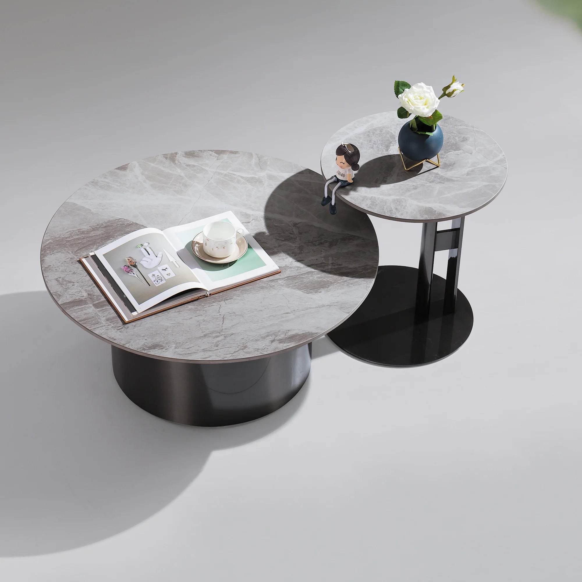 Megafurniture | Larissa Glossy Sintered Stone Nesting Coffee Table | Coffee Table