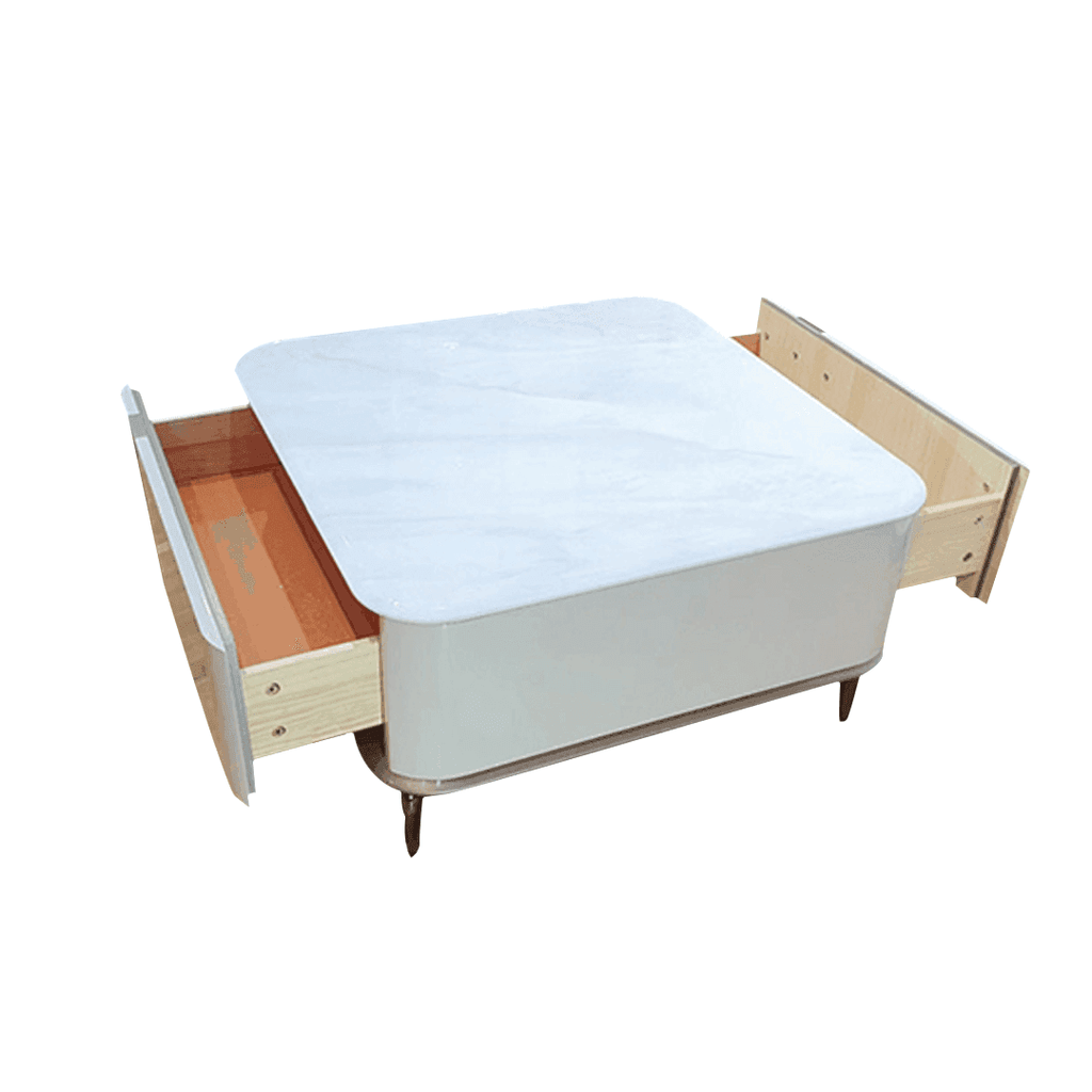 Megafurniture | Lucille Square Coffee Table with Cultured Marble Top in White (80cm) | Coffee Table