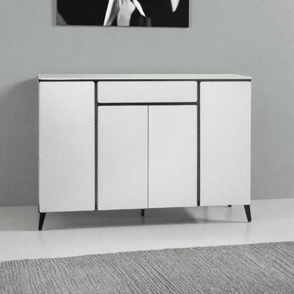 Malcy 4 Door White Shoe Cabinet