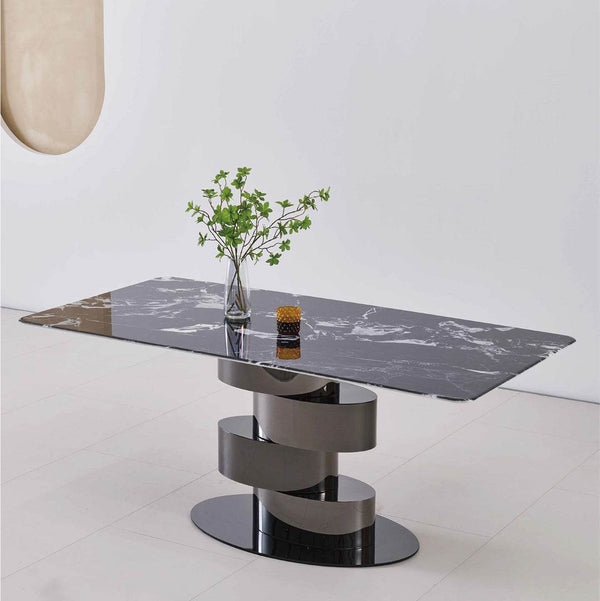 Megafurniture | Maribelle Glossy Sintered Stone Dining Table (160cm/180cm/200cm) | Dining Table