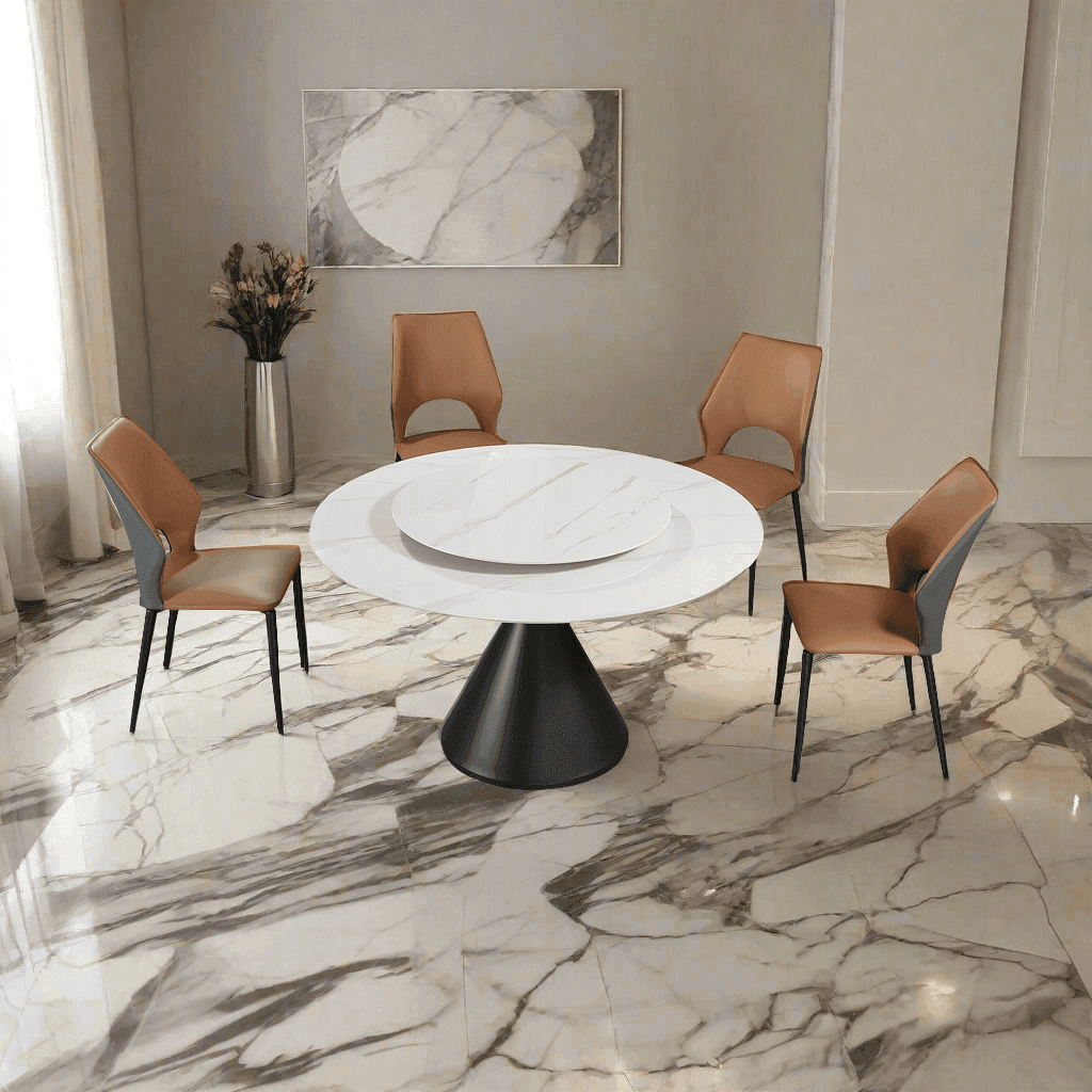 Megafurniture | Melody Sintered Stone Round Dining Table (With or Without Lazy Susan) | Dining Table