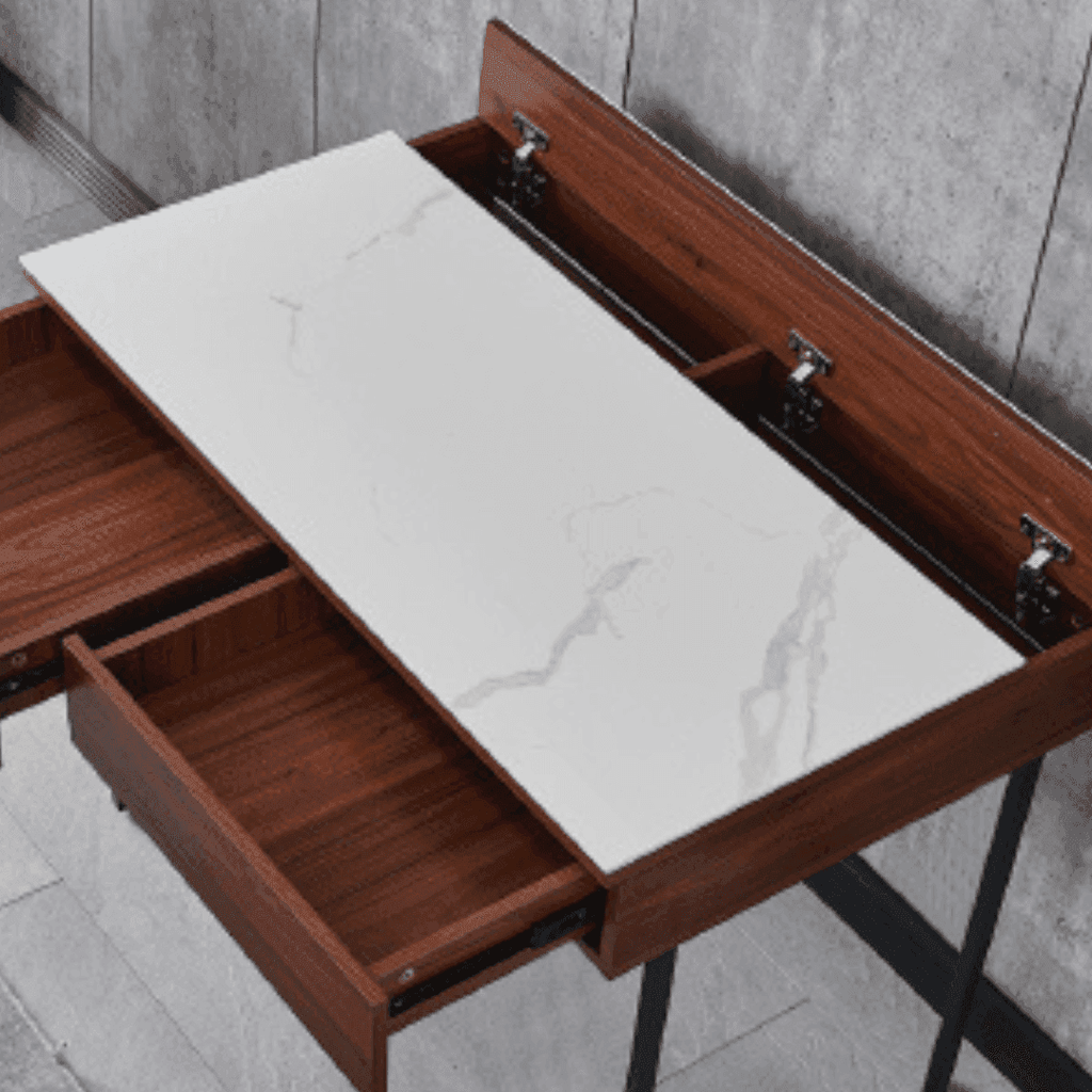 Megafurniture | Muriel Glossy Sintered Stone Study Table (100cm/120cm) | Study Table