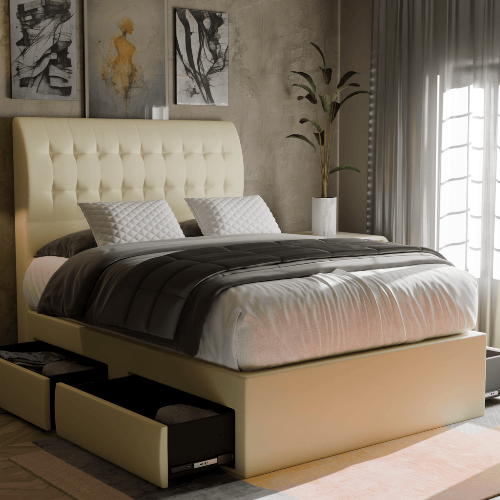 Nette Faux Leather Drawer Bed Frame