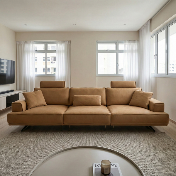 Niro Leather Adjustable Headrest Sofa