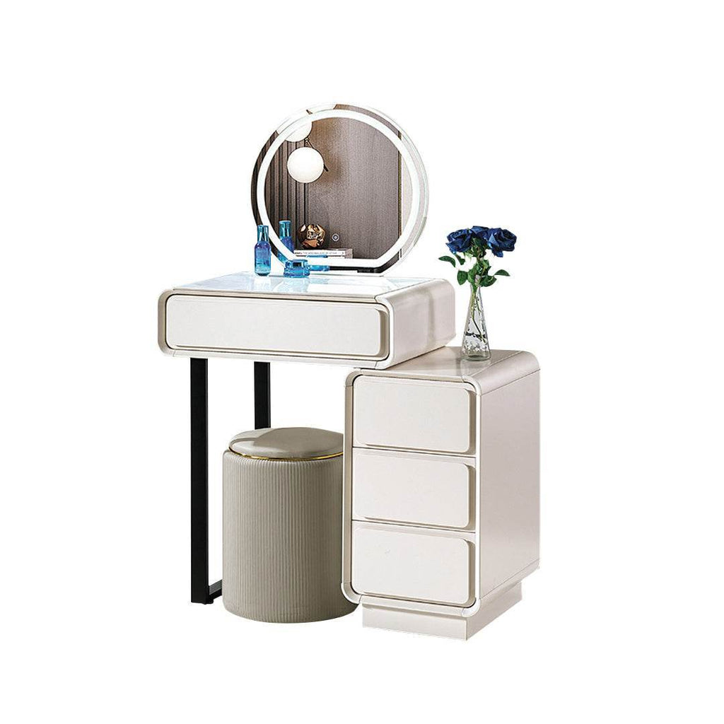 Megafurniture | Peregrine Extendable White Dressing Table with Sintered Stone Top | Dressing Table