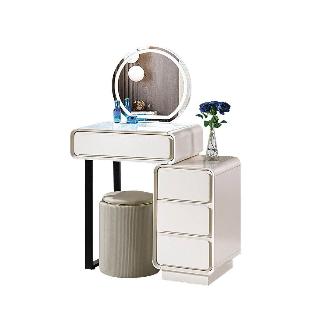 Megafurniture | Peregrine Extendable White Dressing Table with Sintered Stone Top | Dressing Table