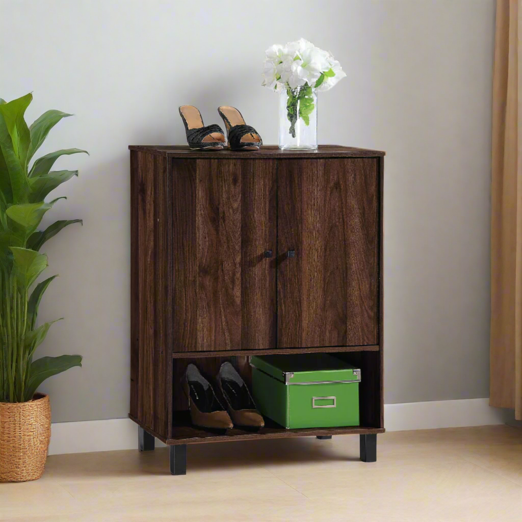 Quirin Wooden 2 Door Shoe Cabinet with Shelves (60cm)