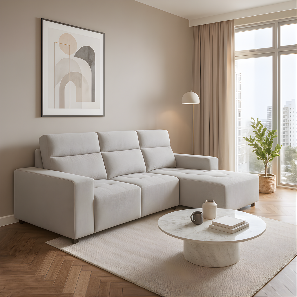 Brivan Fabric L-Shaped Sofa by Esteller (Pet Friendly & Easy Clean)