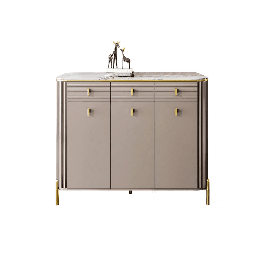 Megafurniture | Sabine 3 Door Shoe Cabinet with Glossy Sintered Stone Top | Shoe Cabinet
