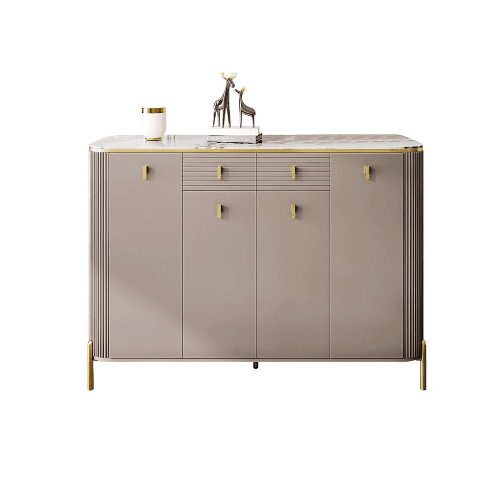 Megafurniture | Sabine 4 Door Shoe Cabinet with Glossy Sintered Stone Top | Shoe Cabinet