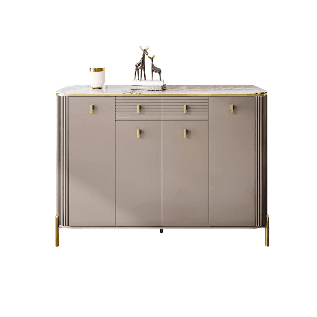 Megafurniture | Sabine 4 Door Shoe Cabinet with Glossy Sintered Stone Top | Shoe Cabinet