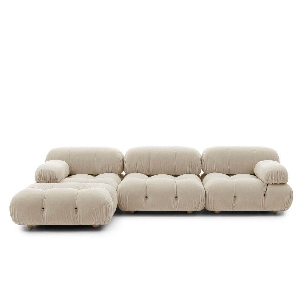 Stella Velvet Fabric Sofa in Cream