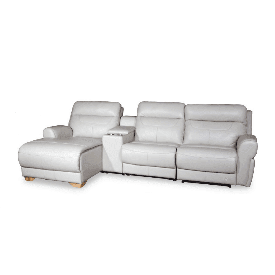 Yousuke Genuine Leather Recliner L-Shaped Sofa