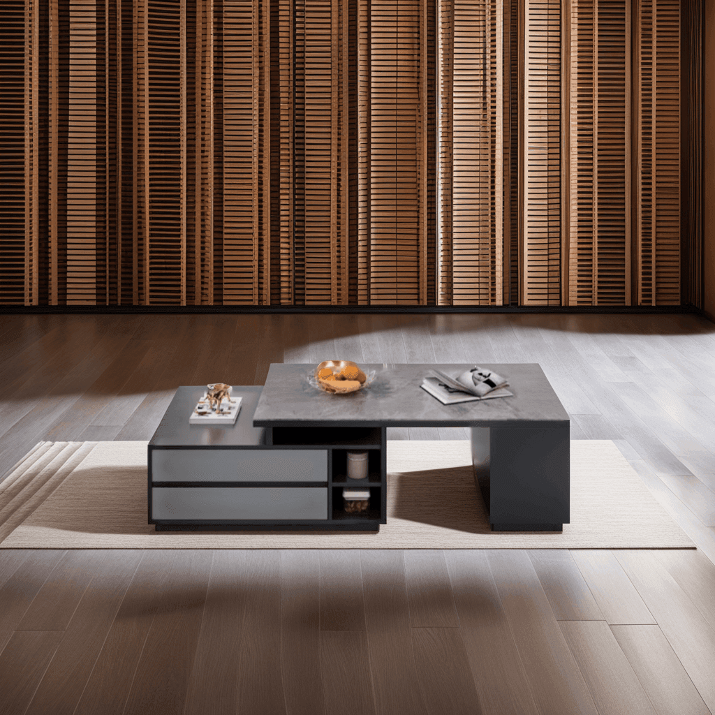 Megafurniture | Zion Glossy Sintered Stone Extendable Coffee Table | Coffee Table