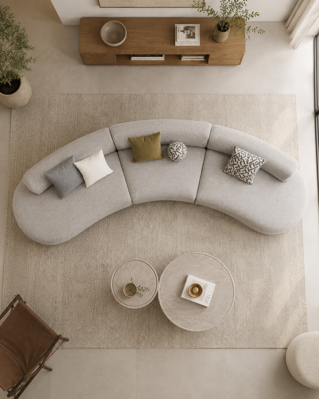 Selune Curved Fabric Sofa