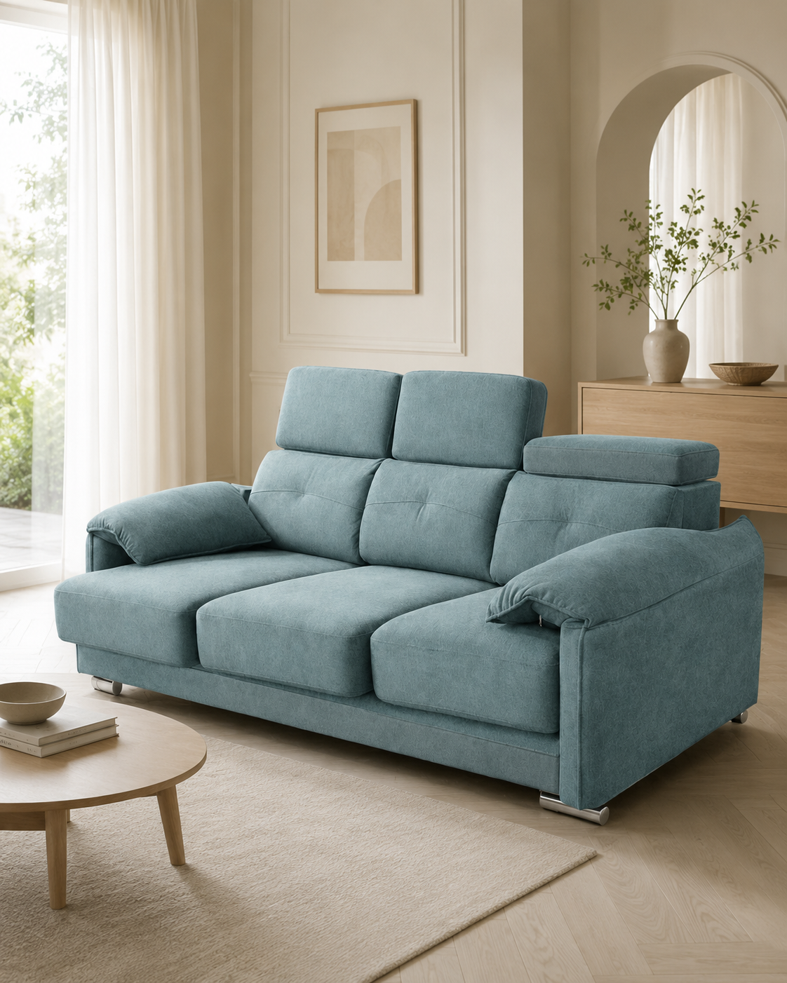 Maris Fabric Adjustable Headrest Slider Sofa