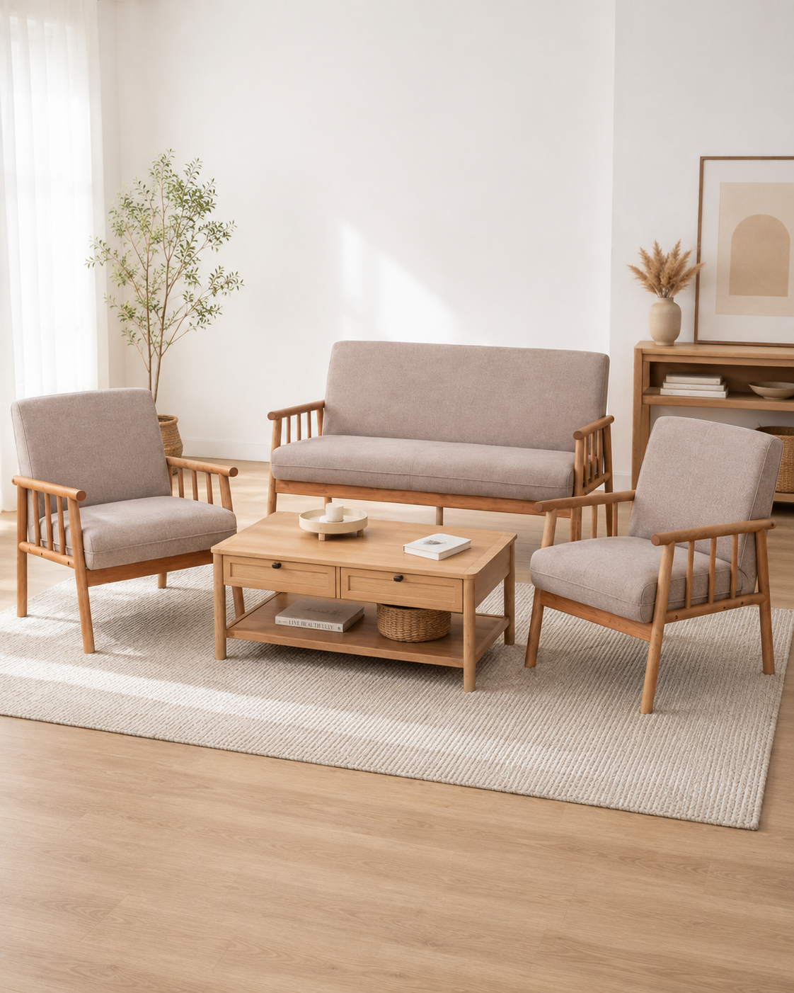 Arden Fabric Wooden Sofa