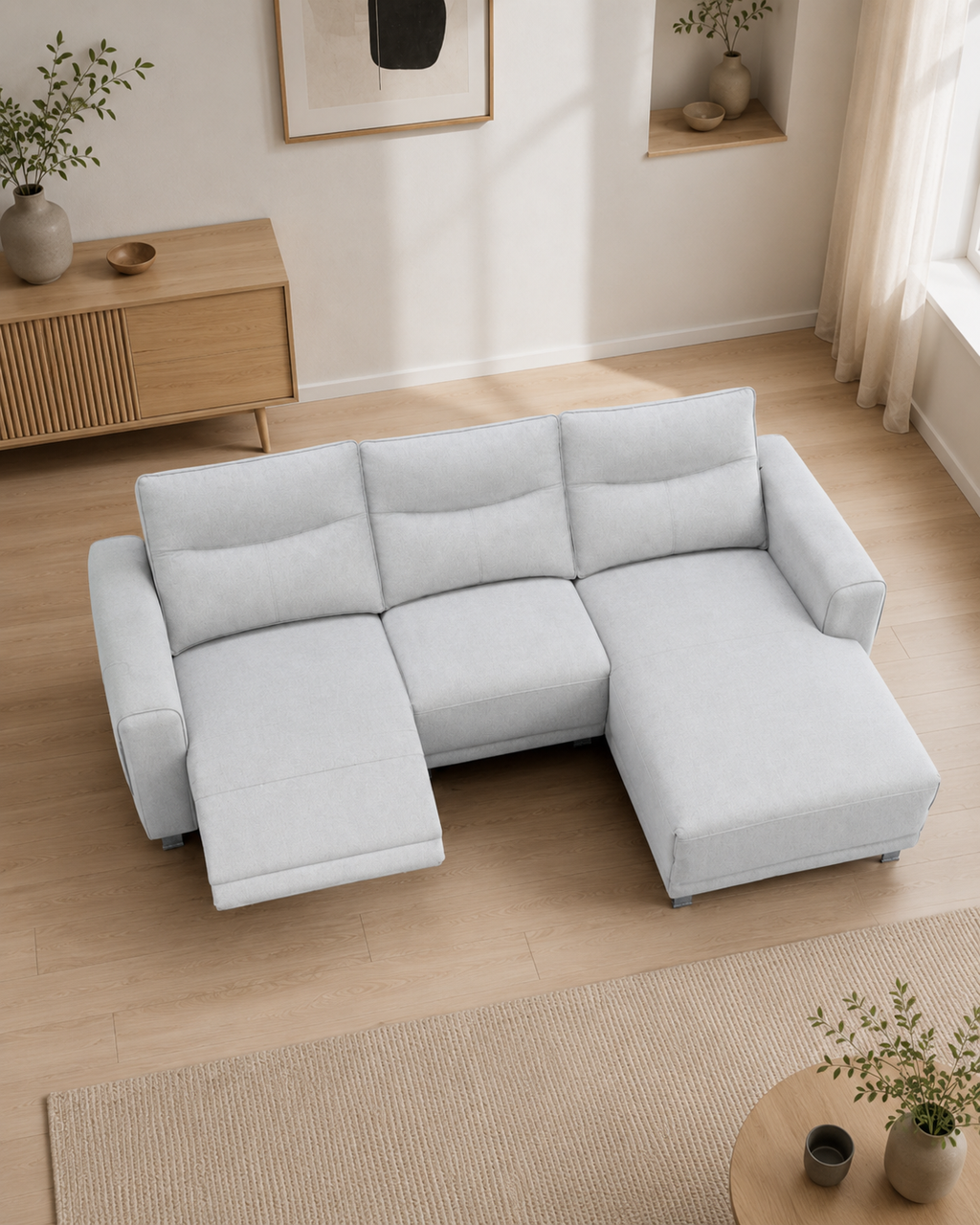 Aeris Fabric Recliner L-Shaped Sofa