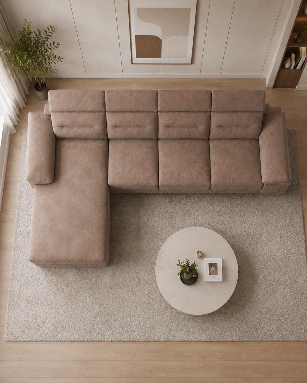 Halden Fabric Adjustable Headrest L-Shaped Sofa